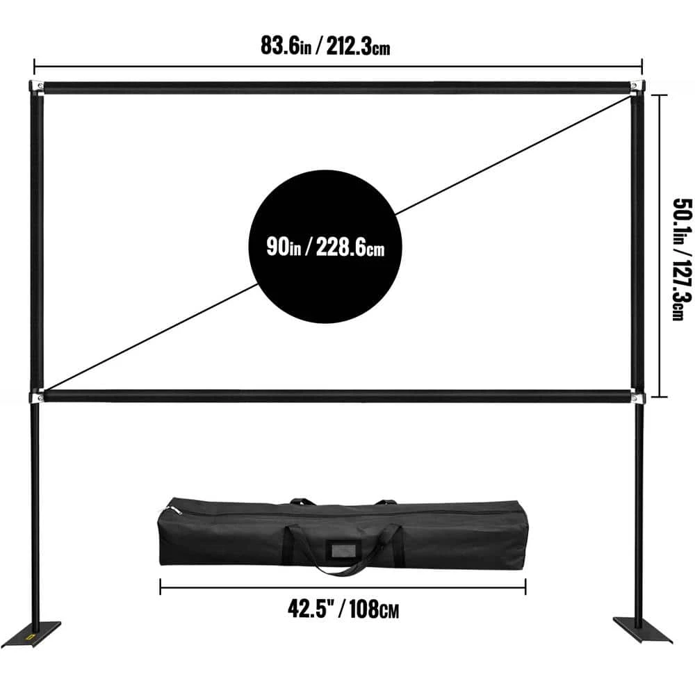 90 in. Outdoor Movie Screen with Stand Portable Movie Screen 16:9 HD Wide Angle Projector Screen for Office Home Theater by VEVOR 9 90 in. Outdoor Movie Screen with Stand Portable Movie Screen 16:9 HD Wide Angle Projector Screen for Office Home Theater by VEVOR - Image 8