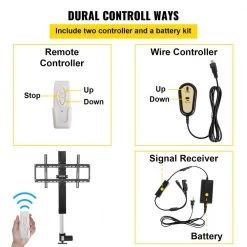 Motorized TV Lift Fit for Max 50 in. Motorized TV Mount with Remote Control Height Adjust 38-65 in. TV Lift Load 132 lb. by VEVOR 15 Motorized TV Lift Fit for Max 50 in. Motorized TV Mount with Remote Control Height Adjust 38-65 in. TV Lift Load 132 lb. by VEVOR -AC WORKS Shop vevor tv mounts dszj700mm50yc0001v1 fa 1000