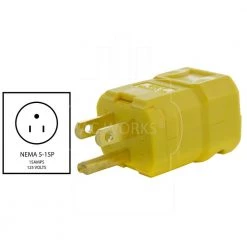 15 Amp 125-Volt NEMA 5-15P Square Household Plug with UL, C-UL Approval by AC WORKS -AC WORKS Shop yellow ac works electrical plugs connectors asq515p yw c3 1000